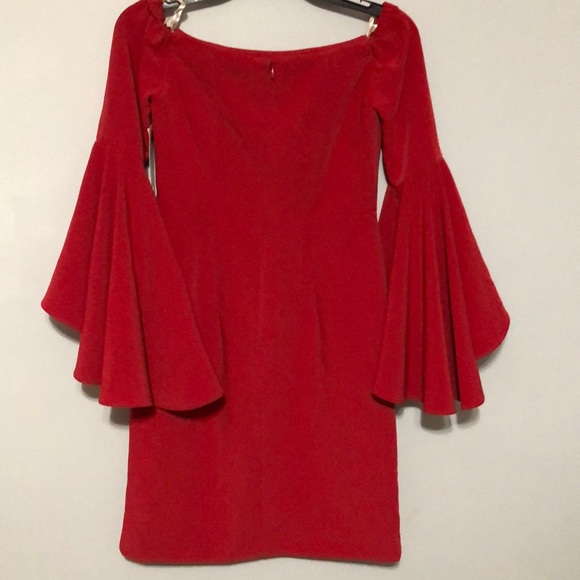 Boston proper red off shoulder sexy casual dress - Picture 3 of 10